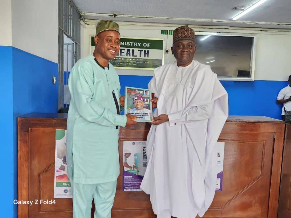 *DG/CEO, Nigerian Technical Aid Corps (NTAC), Rt. Hon. Yusuf Buba Yakub* , presenting an NTAC Magazine to *the Deputy Minister of Health of Sierra Leone, Prof. Charles Seusse* , during a bilateral engagement visit in Freetown.