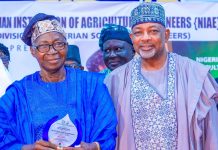 Prof. Makanjuola’s 90th Lecture: FG Says Mechanization, SAPZ Key To Food Sovereignty The Minister of Agriculture and Food Security, Sen Abubakar Kyari and Prof Gabriel Makanjuola during the Lecture/ award ceremony in OAU, Ile-Ife in Osun State.