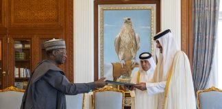 Presentation Of Letters Of Credence By Ambassador Mahmud Yakubu To The Amir Of Qatar