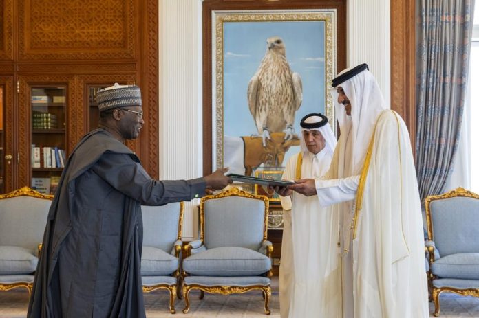 Presentation Of Letters Of Credence By Ambassador Mahmud Yakubu To The Amir Of Qatar