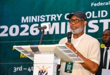 The Honorable Minister of Solid Minerals Development, Dr. Dele Alake, delivering his keynote address at the Ministerial Retreat which took place at Wells Carlton Hotel and Apartment on the 3rd July, 2026 in Abuja, Nigeria.