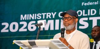 The Honorable Minister of Solid Minerals Development, Dr. Dele Alake, delivering his keynote address at the Ministerial Retreat which took place at Wells Carlton Hotel and Apartment on the 3rd July, 2026 in Abuja, Nigeria.