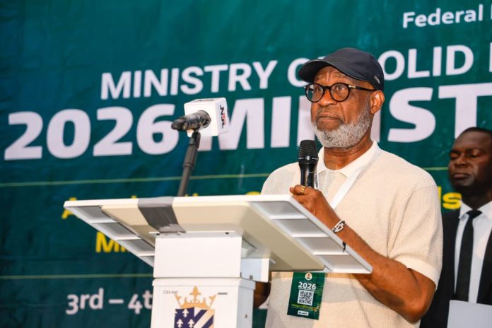 The Honorable Minister of Solid Minerals Development, Dr. Dele Alake, delivering his keynote address at the Ministerial Retreat which took place at Wells Carlton Hotel and Apartment on the 3rd July, 2026 in Abuja, Nigeria.
