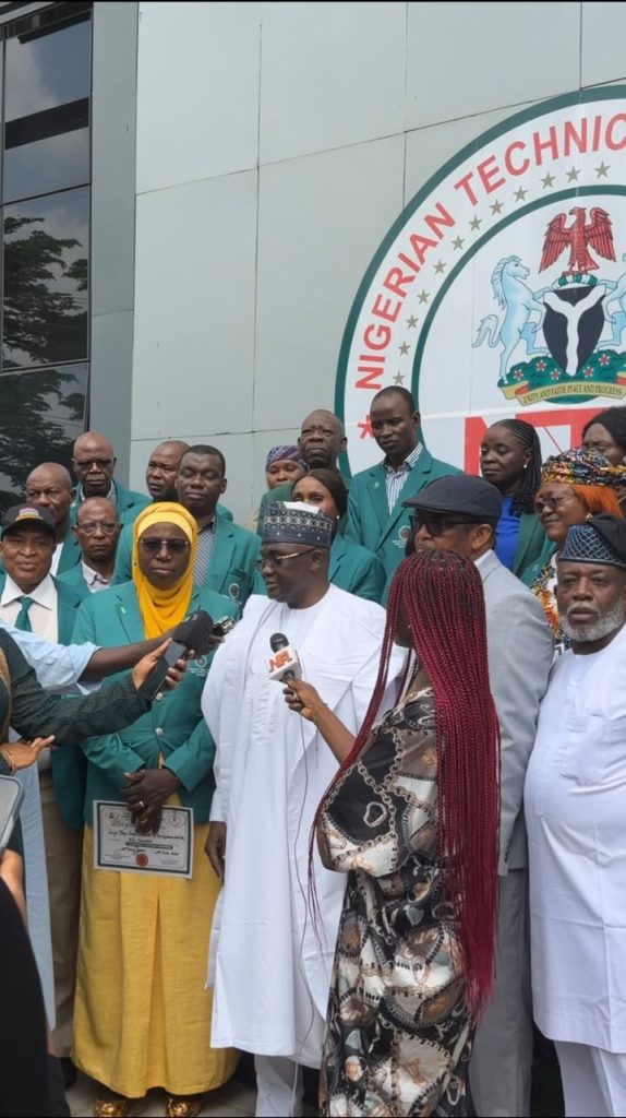 The DG NTAC, granting a media interview following the Debriefing and Support Session for the twenty-five (25) returning NTAC Volunteers from The Gambia and Sierra Leone, held on *1st July, 2026.*
