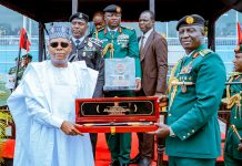 Tough Times For Terror Groups As President Tinubu Adopts Tech-driven Strategy To Crush Insecurity Vice President Kashim Shettima receives a memorabilia from the Chief of Army Staff, Lt Gen Waidi Shaibu, during the 2026 Nigerian Army Day Celebration at the Yakubu Gowon Stadium, Port-Harcourt, Rivers State, on Monday 06-07-2026.