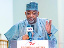 The Minister of Agriculture and Food Security, Sen Abubakar Kyari and other stakeholders during the National Validation Meeting.
