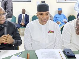 Left: Director-General/CEO, BPP, Dr. Adebowale A. Adedokun, FCIPS, FCILT, FSM, Chairman, House Committee on Public Procurement, Rt. Hon. Unyime Idem & his Deputy, Hon. Sani Ibrahim Tanko during the one-day workshop for the Members of House Committee on Public Procurement in Abuja