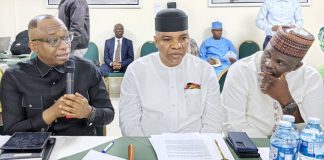 Left: Director-General/CEO, BPP, Dr. Adebowale A. Adedokun, FCIPS, FCILT, FSM, Chairman, House Committee on Public Procurement, Rt. Hon. Unyime Idem & his Deputy, Hon. Sani Ibrahim Tanko during the one-day workshop for the Members of House Committee on Public Procurement in Abuja