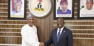 R-L: Permanent Secretary of Solid Minerals Development, Engr. Faruk Yusuf Yabo and DG Governors' Forum Dr Abdullateef Shittu.