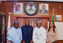 FMIST, Zinox Group Forge Strategic Partnership to Unlock Youth Innovation and Drive National Development Hon. Minister of Innovation, Science and Technology, FMIST, Dr. Kingsley Tochukwu Udeh, SAN, (2nd right) Chairman, Zinox Group Mr. Leo Stan Ekeh (2nd left) Acting Permanent Secretary FMIST/Director, Environmental Sciences Technology (EST) FMIST, Mr. Abubakar Takuma (left) and others during the visit.