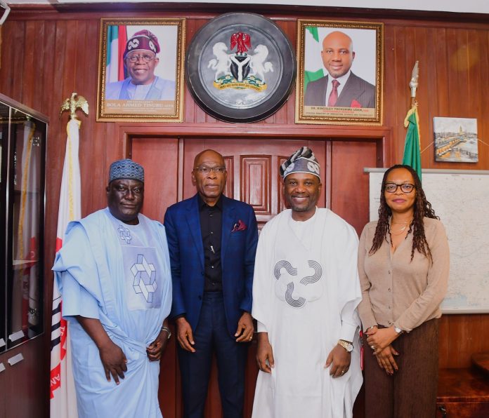 Hon. Minister of Innovation, Science and Technology, FMIST, Dr. Kingsley Tochukwu Udeh, SAN, (2nd right) Chairman, Zinox Group Mr. Leo Stan Ekeh (2nd left) Acting Permanent Secretary FMIST/Director, Environmental Sciences Technology (EST) FMIST, Mr. Abubakar Takuma (left) and others during the visit.