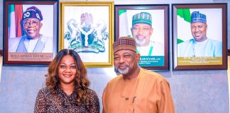 The Minister of Agriculture and Food Security, Sen Abubakar Kyari and Director General, NIMC, Engr Abisoye Coker Odusote during the courtesy visit.