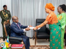 Presentation Of Letters Of Credence Ambassador Ayo Luther Ogbomode, mni, To President Of The Republic Of Sierra Leone