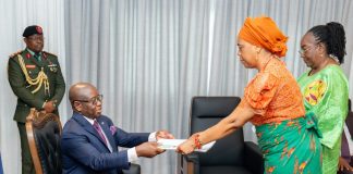 Presentation Of Letters Of Credence Ambassador Ayo Luther Ogbomode, mni, To President Of The Republic Of Sierra Leone