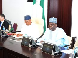 Vice President Kashim Shettima (R), with Brazilian Minister of Agriculture and Livestock, Andre Carlos Alves de Paula Filho during a High - Level Nigria Brazil Agro - Trade Market Acess milestone meeting with Brazilian delegation at the Presidential Villa in Abuja on Monday( 13/07/2026).