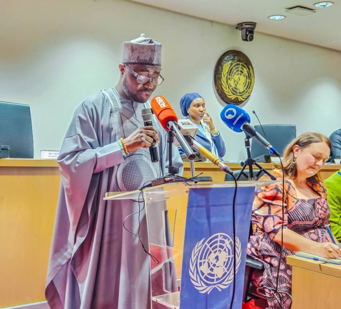 The Honourable Minister of Humanitarian Affairs and Poverty Reduction. Dr. Bernard M Doro while delivering his speech during the meeting at the UN house today 14-07-2026.