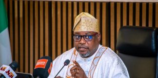 Representative of the Secretary to the Government of the Federation and Senior Technical Adviser to SGF, Prof. Babatunde Bolaji Bernard delivering his remarks at the launch of the digital tools in Abuja.