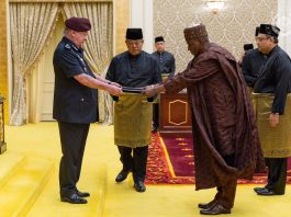 Presentation Of Letters Of Credence By Ambassador Ahmed Olatunji Sulu-Gambari To His Majesty Sultan Ibrahim, Yang Di-Pertuan Agong Of Malaysia