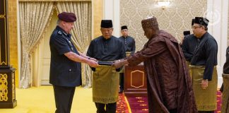 Presentation Of Letters Of Credence By Ambassador Ahmed Olatunji Sulu-Gambari To His Majesty Sultan Ibrahim, Yang Di-Pertuan Agong Of Malaysia