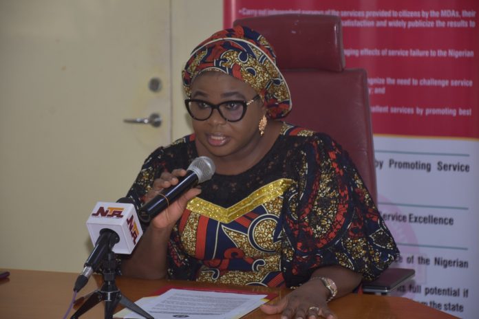IMG-20260721-WA0090 The Acting National Coordinator/ Chief Executive Officer SERVICOM Office, Mrs. Helen Lawal presenting her Opening Remark and Declaring Open the 2nd Quarter Charter Performance Reporting Breakfast Meeting with MDAs Held at SERVICOM Head Office, Federal Secretariat Complex, Phase III Abuja on 20th July, 2026.