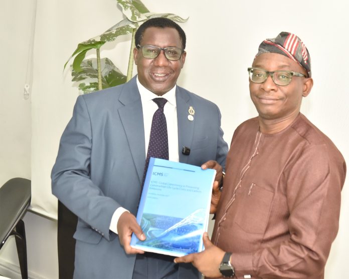 IMG-20260721-WA0094 Director-General/CEO, Bureau of Public Procurement (BPP), Dr. Adebowale A. Adedokun, FCIPS, right, being presented with a copy of NIQS document by the President, Nigerian Institute of Quantity Surveyors (NIQS) Qs Dr. Aminu M. Bashir during their visit to the BPP in Abuja