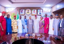 (R–L) Assistant Legal Adviser, Rt. Hon. David Iorhemba; Financial Secretary, Rt. Hon. Nasiru Mu'azu; Rt. Hon. John Audu; Deputy National Chairman, Forum of All Progressives Congress (APC) Former Presiding Officers of State Houses of Assembly (FOPSHA), Rt. Hon. Victor S. Edoro; Rt. Hon. Olubunmi Adelugba; Chairman, Forum of All Progressives Congress (APC) Former Presiding Officers of State Houses of Assembly (FOPSHA), Rt. Hon. Senator Wasiu Esinlokun; Honourable Minister of Information and National Orientation, Mohammed Idris, fnipr; Secretary, APC-FOPSHA, Prof. Matoh D. Dogara; Deputy Chairman, APC-FOPSHA, Rt. Hon. Ahmed Marafa; Treasurer, APC-FOPSHA, Rt. Hon. Odefa O. Odefa; Rt. Hon. Surveyor Jonas Okeke, fnis; and Rt. Hon. Bamidele David Oleyelogun, during a courtesy visit by the Forum of All Progressives Congress (APC) Former Presiding Officers of State Houses of Assembly (FOPSHA) to the Honourable Minister on July 21, 2026, in Abuja. Photo: Khalid Ahmed/FMINO.
