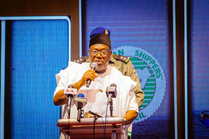 Secretary to the Government of the Federation, Sen. George Akume CON delivering his address at the 18th International Maritime Seminar for Judges taking place in Abuja.