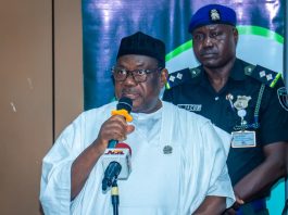 Secretary to the Government of the Federation, Sen. George Akume CON, delivering his keynote address at the 2026 NEITI Board/Management Retreat on Monday, 27th July, 2026 in Abuja