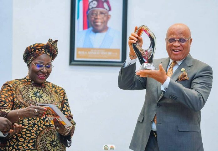 Gov. Eno Dedicates African Leadership Award To President Tinubu, Udom Emmanuel, Akpabio, ORS