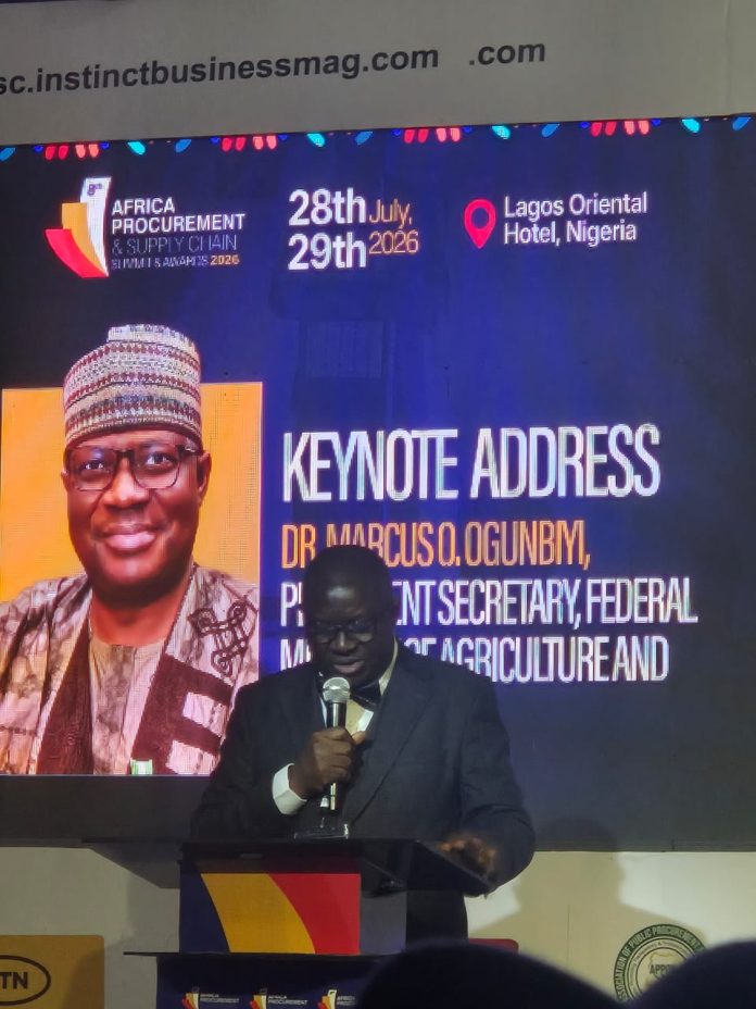 The Permanent Secretary, FMAFS, Dr Marcus Olaniyi Ogunbiyi during the Africa Procurement and Supply Chain Summit and Awards 2026