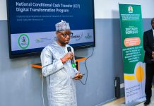 The Honourable Minister of Humanitarian Affairs and Poverty Reduction delivering his remarks at the workshop on Government - to - Person ( G2P) Conditional Cash Transfer (CCT) Stakeholder Engagement Workshop.