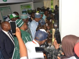 The Minister of Agriculture and Food Security, Sen Abubakar Kyari, Prof. Chiedozie Ngozi Egesi and Minister of State for Agriculture and Food Security, Sen Dr Aliyu Sabi Abdullahi during the Nigeria Day at the 9th Africa Agriculture Science Week