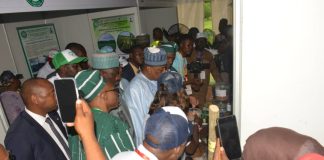 The Minister of Agriculture and Food Security, Sen Abubakar Kyari, Prof. Chiedozie Ngozi Egesi and Minister of State for Agriculture and Food Security, Sen Dr Aliyu Sabi Abdullahi during the Nigeria Day at the 9th Africa Agriculture Science Week