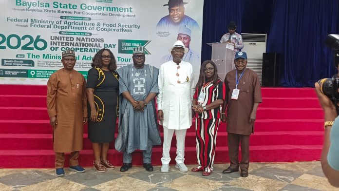 The Representative of the Minister of State for Agriculture and Food Security and Supervising Minister of Cooperative Affairs, Hon Victor Oyegoke (C) during the Ministerial Advocacy Tour in South South Geopolitical Zone.