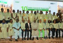 The Minister of State for Agriculture and Food Security, Sen Dr Aliyu Sabi Abdullahi, Members of the newly elected Board of Directors, FARA during the 9th Africa Agriculture Science Week.
