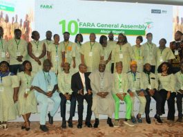 The Minister of State for Agriculture and Food Security, Sen Dr Aliyu Sabi Abdullahi, Members of the newly elected Board of Directors, FARA during the 9th Africa Agriculture Science Week.