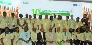 The Minister of State for Agriculture and Food Security, Sen Dr Aliyu Sabi Abdullahi, Members of the newly elected Board of Directors, FARA during the 9th Africa Agriculture Science Week.