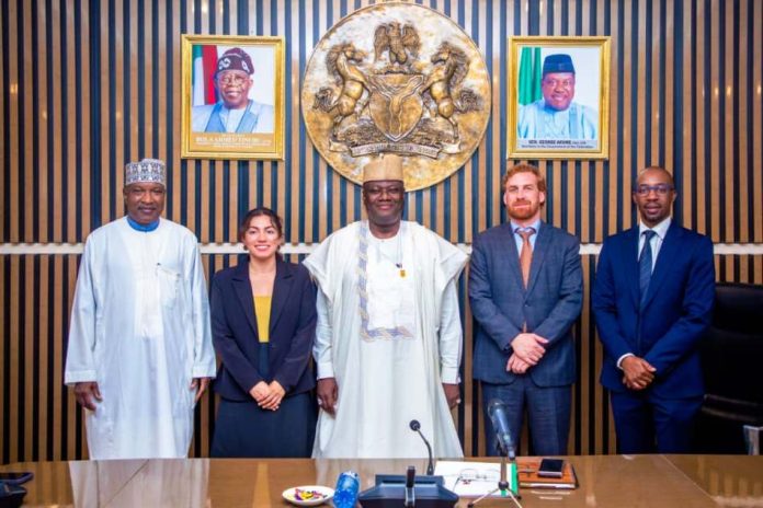 EITI courtesy visit to the OSGF Secretary to the Government of the Federation, Sen. George Akume, CON, represented by the Permanent Secretary (GSO), Dr. Ibrahim Abubakar Kana, mni, (middle), flanked by the Leader of the Delegation/Global Assessor, Riley Zecca, (2nd right), Executive Secretary and National Coordinator of the Nigeria Extractive Industries Transparency Initiative (NEITI), Hon. Musa Sarkin Adar, (1st left) and other officials in a group photograph during the courtesy visit to the OSGF on Monday, 10th August, 2026 in Abuja.