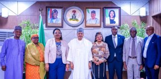 INAUGURATION OF THE ADVERTISING OFFENCES TRIBUNAL (L–R) Dr. Ken Onyeali Ikpe, frpa; Merga Tyowanan Kachina, Esq.; Musa Ahmed Attah, SAN; Hon. Justice Cecilia M. A. Olatoregun; Honourable Minister of Information and National Orientation, Mohammed Idris, fnipr; Permanent Secretary, Federal Ministry of Information and National Orientation, Dr. Binyerem C. Ukaire, FWACS; Hajia Sa'a Ibrahim, rpa; and Director-General, Advertising Regulatory Council of Nigeria (ARCON), Dr. Olalekan Olumuyiwa Fadolapo, during the Inauguration of the Advertising Offences Tribunal on August 11, 2026, in Abuja. Photo: Khalid Ahmed/FMINO.