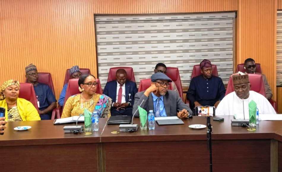 RT. HON. YUSUF BUBA YAKUB, DG, NTAC; AMB. BELLO A. JAYE, DIRECTOR OF PROGRAMMES; AMB. MRS. GWENDY O. OMIJEH, DD ADMINISTRATION; AND HAJIA MEIMUNAT HARUNA, HEAD OF ACCOUNTS, DURING THE NTAC VISIT TO THE MINISTRY OF STATE FOR FOREIGN AFFAIRS, 30TH JULY 2026.