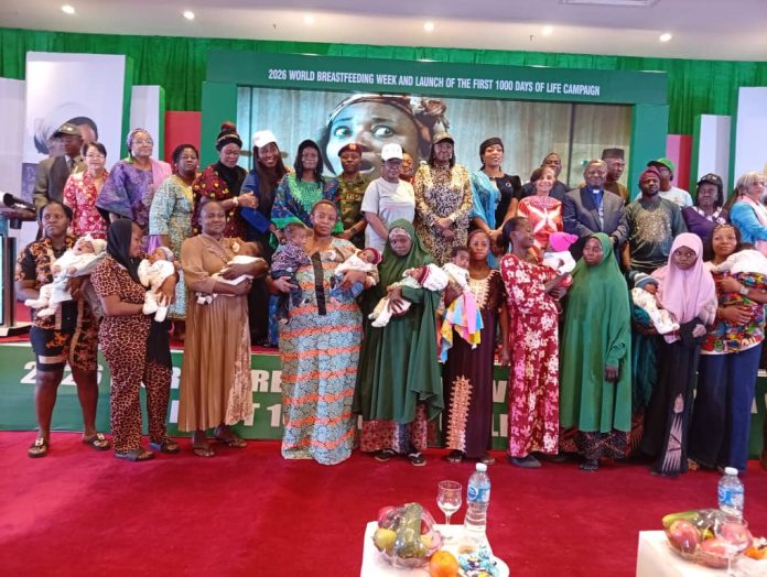 IMG-20260804-WA0041 The Permanent Secretary, Federal Ministry of Health and Social Welfare, Daju Kachollum S. mni, supported by important personalities and nursing mothers at the 2026 World Breastfeeding Week commemoration.