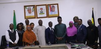 Fifth from Right: Representative of the Honourable Minister of Police Affairs Sen. Dr. Ibrahim Gaidam CON. Director Human Resources Management Mr. Ikemefuna Ohanyere in a group photograph with MPA Management and the facilitators from Deutsche Partners Holding Limited.