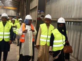 (2nd frm r) Engr Mrs Habiba Buhari Director Rail Transport Service,(3rd frm r) Team lead Mohammed Kamal O. Federal Ministry of Finance @ the Kazaure yard Factory during the inspection