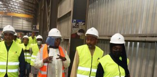 (2nd frm r) Engr Mrs Habiba Buhari Director Rail Transport Service,(3rd frm r) Team lead Mohammed Kamal O. Federal Ministry of Finance @ the Kazaure yard Factory during the inspection