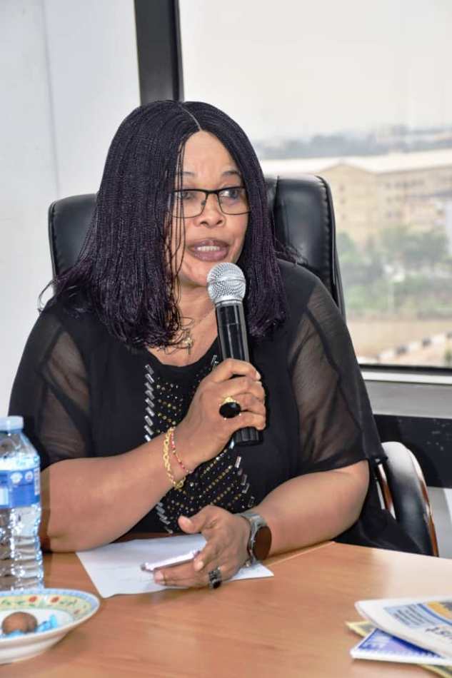 Representative of the Permanent Secretary and Director, Midstream and Downstream, Ministry of Petroleum Resources, Mrs. Ikenma Irene, delivering her remarks during the meeting with the ICPC delegation on the 2026 Ethics and Integrity Compliance Assessment.