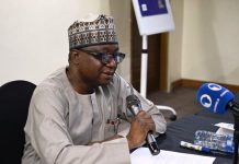 RMAFC Chairman, Dr. Mohammed Bello Shehu, OFR, during the press briefing with members of the Nigerian Guild of Editors at Colossus Hotel, Lagos.