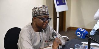 RMAFC Chairman, Dr. Mohammed Bello Shehu, OFR, during the press briefing with members of the Nigerian Guild of Editors at Colossus Hotel, Lagos.