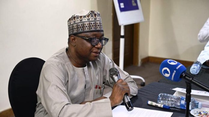 RMAFC Chairman, Dr. Mohammed Bello Shehu RMAFC Chairman, Dr. Mohammed Bello Shehu, OFR, during the press briefing with members of the Nigerian Guild of Editors at Colossus Hotel, Lagos.
