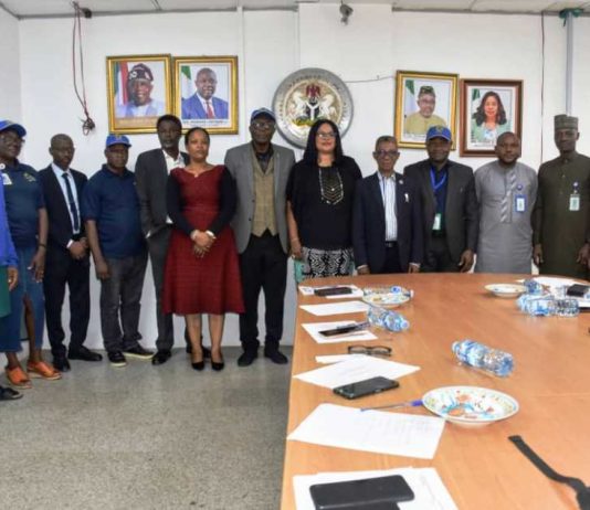 Representative of the Permanent Secretary and Director, Midstream and Downstream, Ministry of Petroleum Resources, Mrs. Ikenma Irene (6th right), flanked by the Leader of the ICPC delegation, Dr. Essiet Peter Johnson (5th right), in a group photograph with officials of the ICPC and members of the Ministry’s Anti-Corruption and Transparency Unit (ACTU) during the 2026 Ethics and Integrity Compliance Assessment.