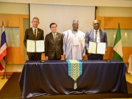 The Minister of State for Agriculture and Food Security and Supervising Minister of Cooperative Affairs, Sen Dr Aliyu Sabi Abdullahi during the signing ceremony.